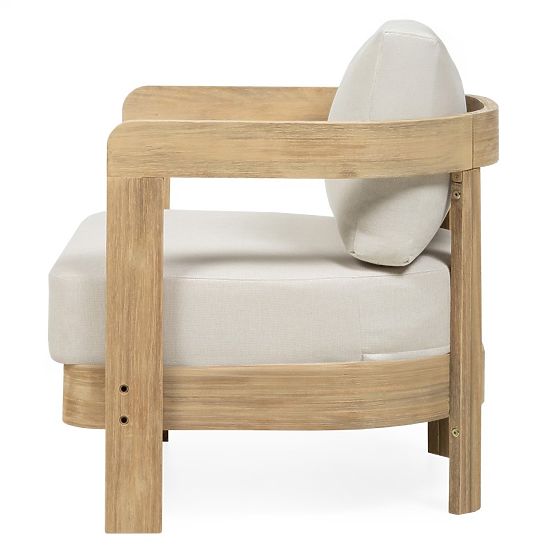 Japandi Garden Furniture Set Acacia Wood FSC, Teak Look, Light Beige, Rounded