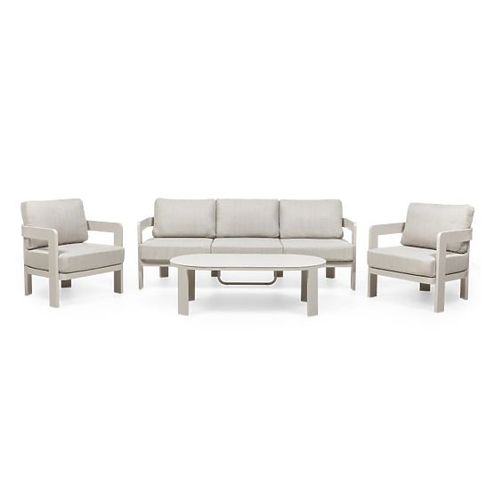 Japori Garden Furniture Set, Aluminum, Light Beige, Rounded