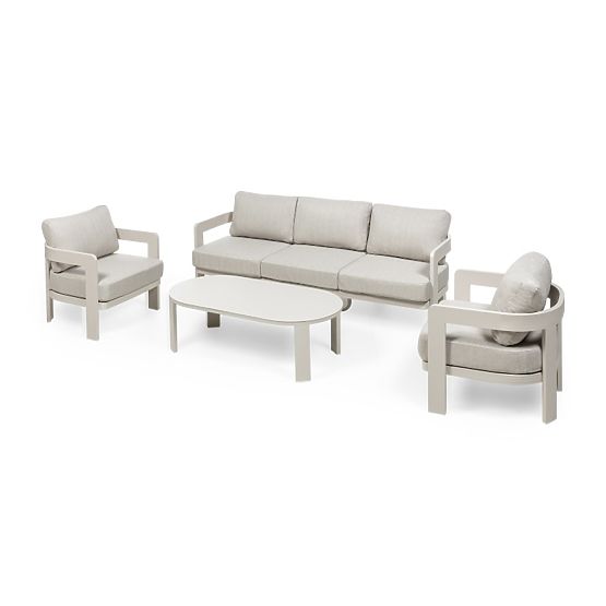 Japori Garden Furniture Set, Aluminum, Light Beige, Rounded