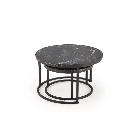 JAVA Set of 2 Benches, Black Marble / Black (1p=1pc)
