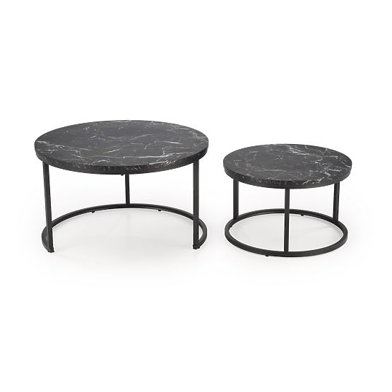 JAVA Set of 2 Benches, Black Marble / Black (1p=1pc)