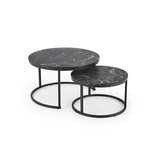 JAVA Set of 2 Benches, Black Marble / Black (1p=1pc)