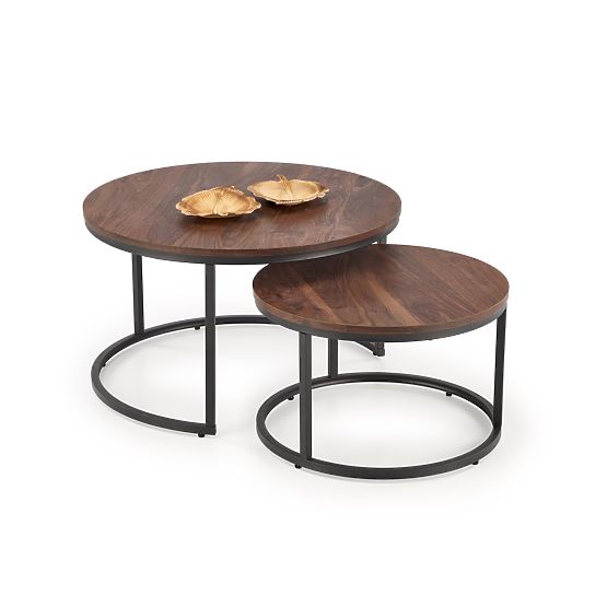 JAVA Set of 2 Benches, Walnut/Black (1p=1pc)