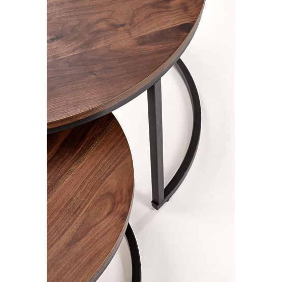 JAVA Set of 2 Benches, Walnut/Black (1p=1pc)