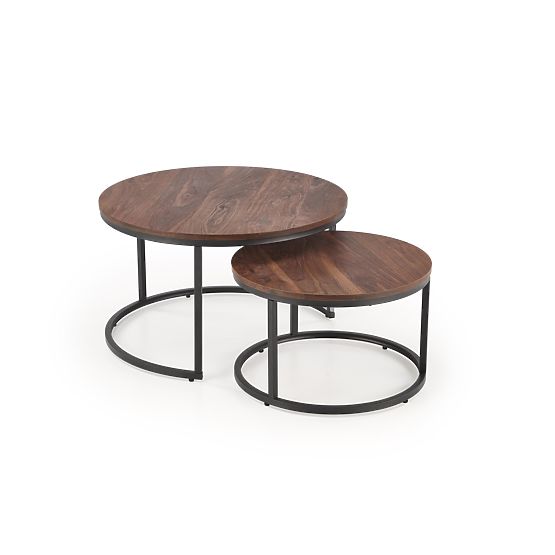 JAVA Set of 2 Benches, Walnut/Black (1p=1pc)