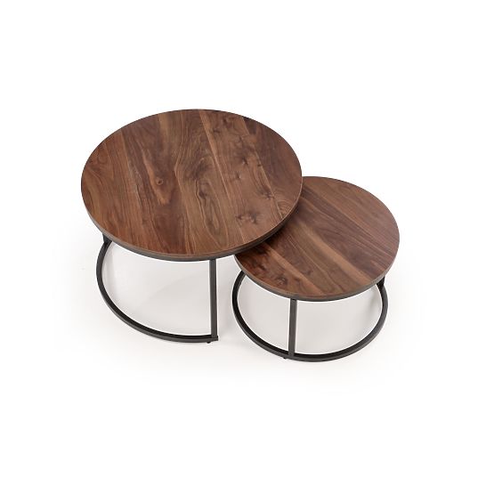 JAVA Set of 2 Benches, Walnut/Black (1p=1pc)