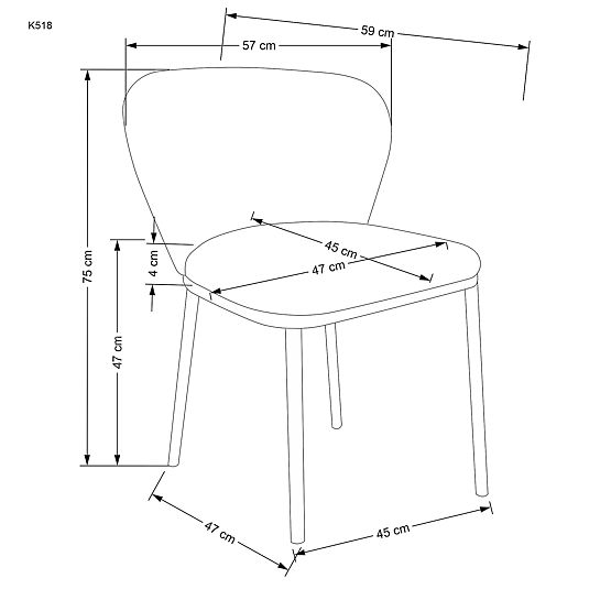 K518 Chair, Cream (1p=2pcs)