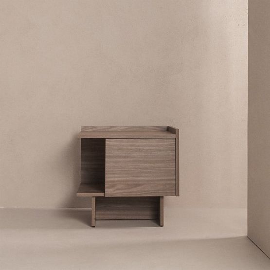 Kanso Nightstand, Pearl Oak