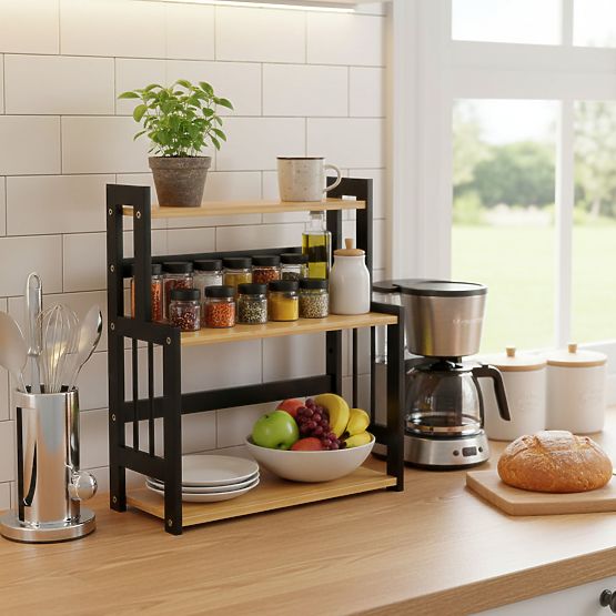 Kitchen Spice Rack CEZAR NATURAL BLACK