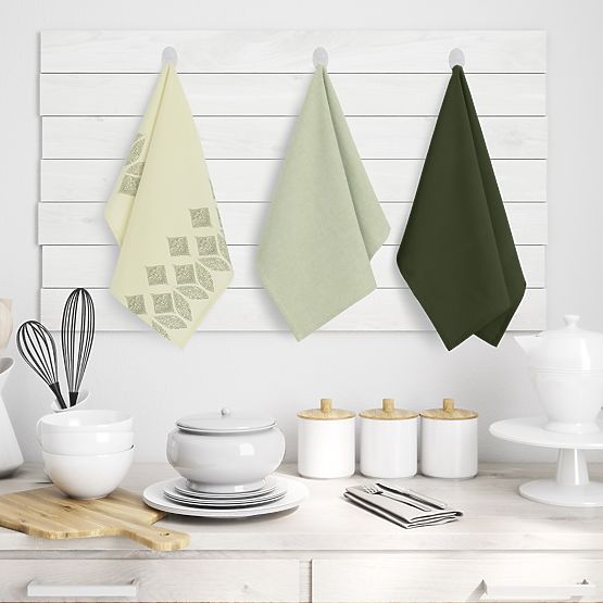 Kitchen Towel LETTY Bottle Green Color Printed Modern 50x70 ameliahome