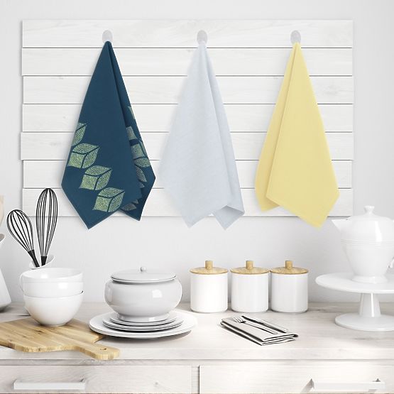 Kitchen Towel LETTY Yellow with Modern Print Classic Style 50x70 ameliahome