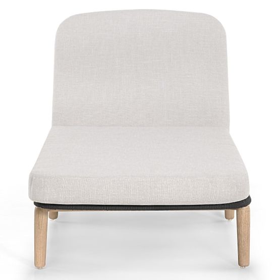 Komorebi Adjustable Garden Lounger, Light Acacia Wood, Steel, Knit, Beige