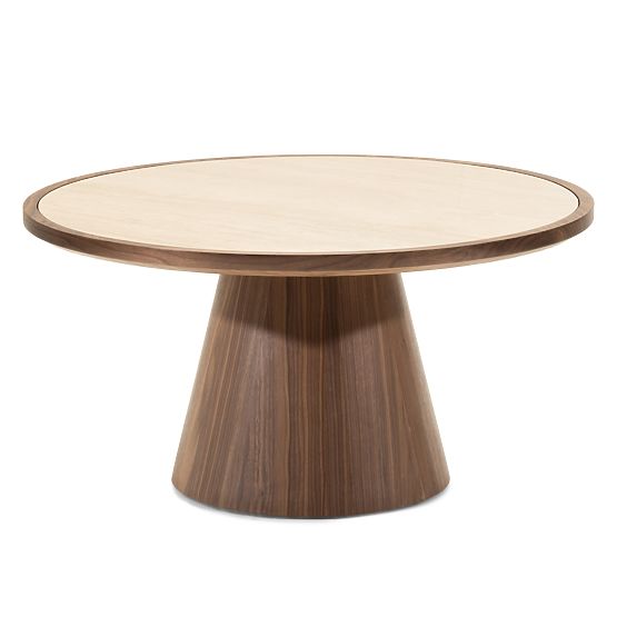 Kyoto Coffee Table 80 cm, Round, Travertine/Walnut