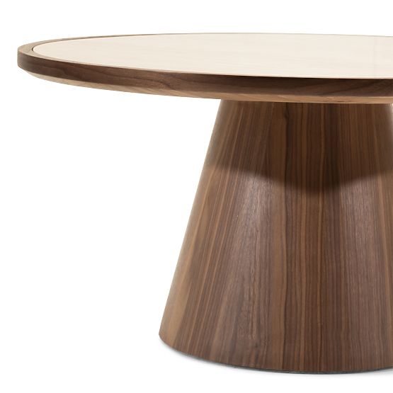 Kyoto Coffee Table 80 cm, Round, Travertine/Walnut