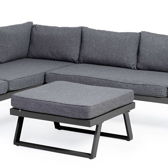 Lafoole Lunge Garden Corner Sofa with Table, Spun-Poly, Dark Gray
