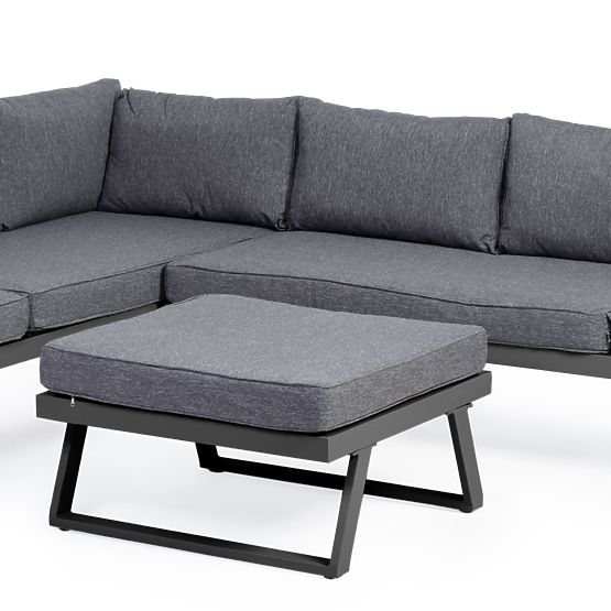 Lafoole Lunge Garden Corner Sofa with Table, Spun-Poly, Dark Gray