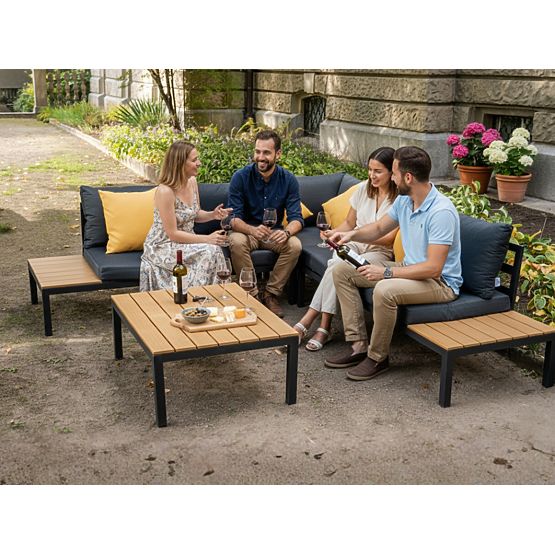 Large Aluminum Corner Set with Table MASSIMO Black