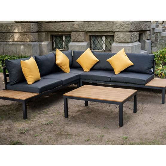 Large Aluminum Corner Set with Table MASSIMO Black