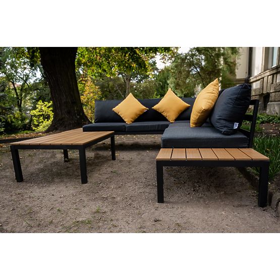 Large Aluminum Corner Set with Table MASSIMO Black