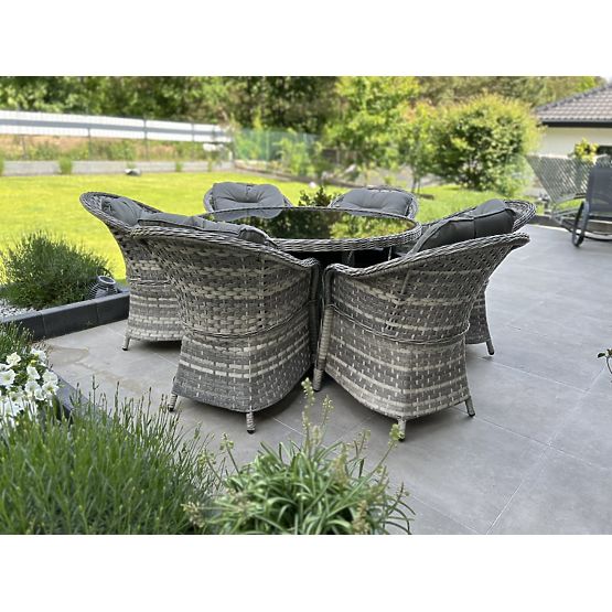 Large Dining Set from Technorattan (6 Chairs + Table) MODERNO Light Gray