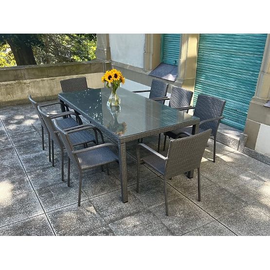 Large Dining Set from Technorattan (8 Chairs + Large Table) SOTTILE Gray