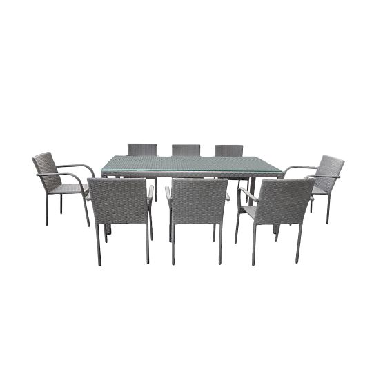 Large Dining Set from Technorattan (8 Chairs + Large Table) SOTTILE Gray