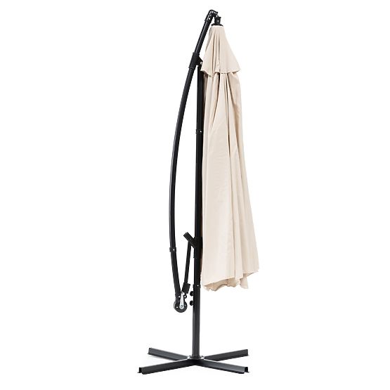 Large Foldable Garden Parasol on Boom 3m Beige 6 Ribs