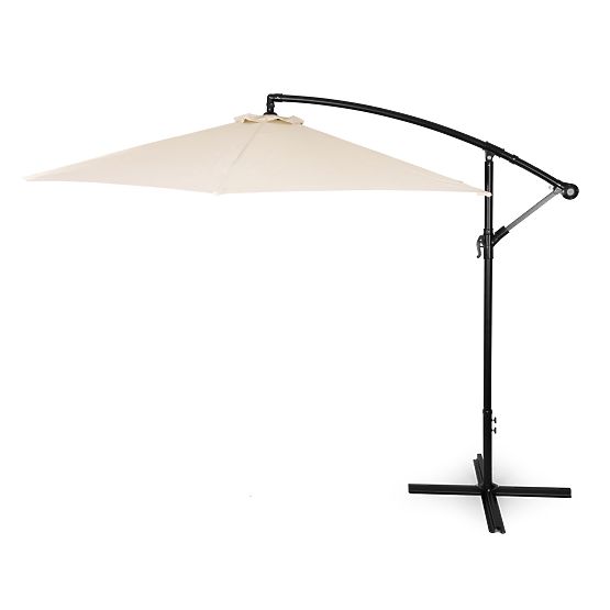 Large Foldable Garden Parasol on Boom 3m Beige 6 Ribs
