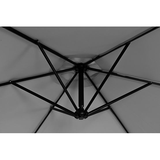 Large Garden Folding Cantilever Parasol 3m Grey 6 Ribs