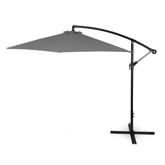 Large Garden Folding Cantilever Parasol 3m Grey 6 Ribs