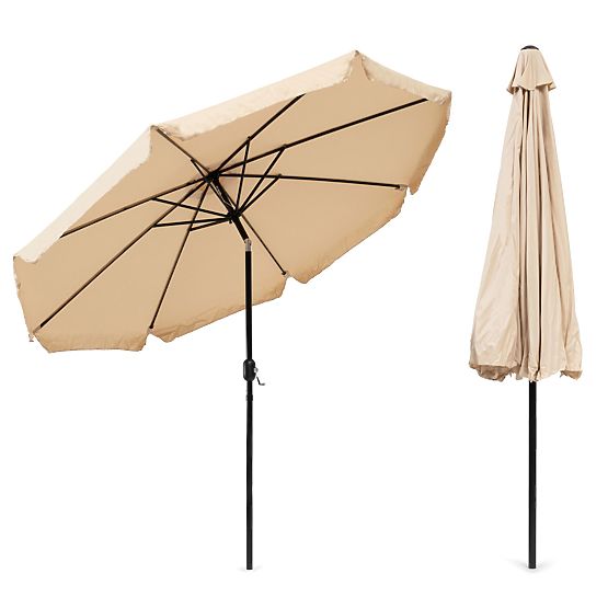 Large Garden Parasol 3m Tilted with Crank Beige
