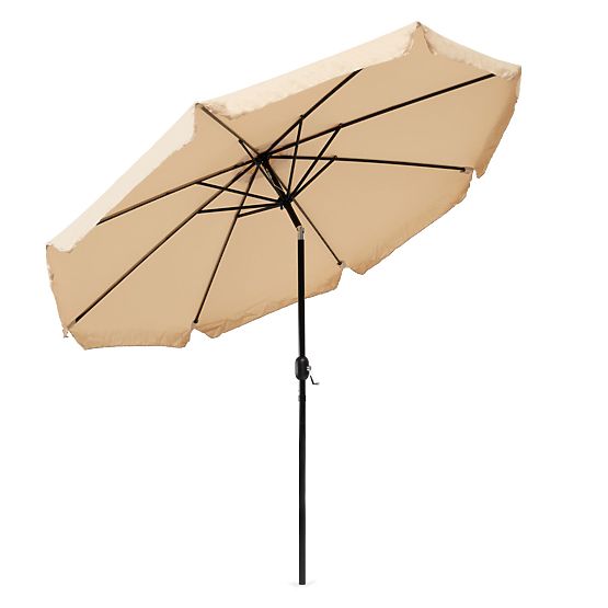 Large Garden Parasol 3m Tilted with Crank Beige