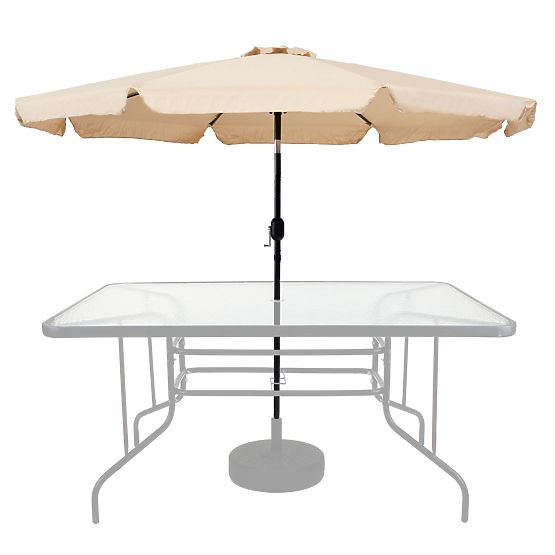 Large Garden Parasol 3m Tilted with Crank Beige