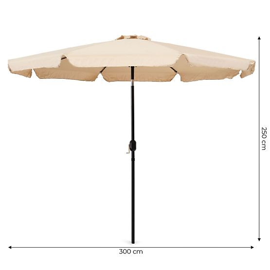 Large Garden Parasol 3m Tilted with Crank Beige
