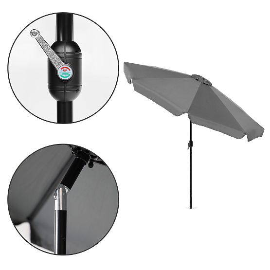 Large Garden Parasol 3m Tilted with Crank Grey