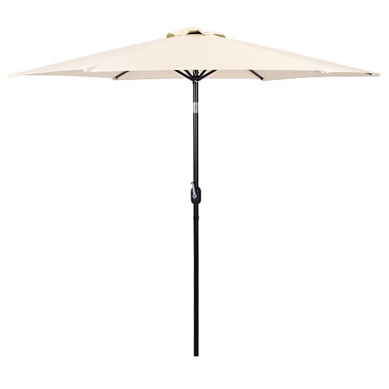 Large Garden Tilted Folding Parasol with Crank 6 Ribs Beige 270 cm