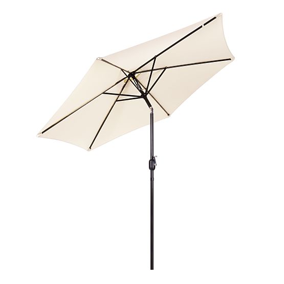 Large Garden Tilted Folding Parasol with Crank 6 Ribs Beige 270 cm