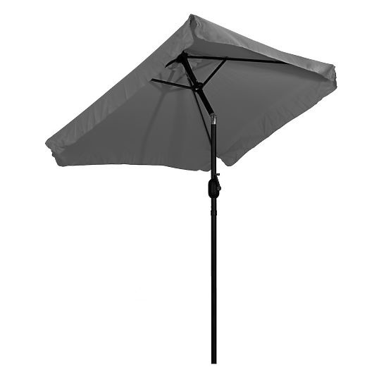 Large Rectangular Garden Tilt Folding Parasol with Crank Grey 200 x 140 cm