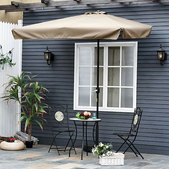 Large Rectangular Garden Tilted Folding Parasol with Crank Beige 200 x 140 cm