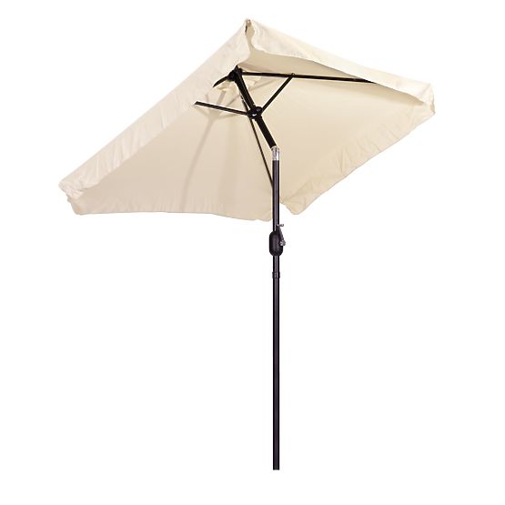 Large Rectangular Garden Tilted Folding Parasol with Crank Beige 200 x 140 cm