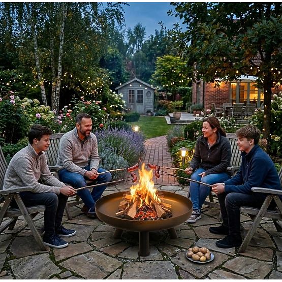 Large Solid Cast Iron Garden Fire Pit 60 cm Perfect for Campfires