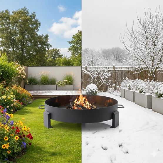 Large Sturdy Cast Iron Garden Fire Pit 60 cm with Handles Ideal for Campfires