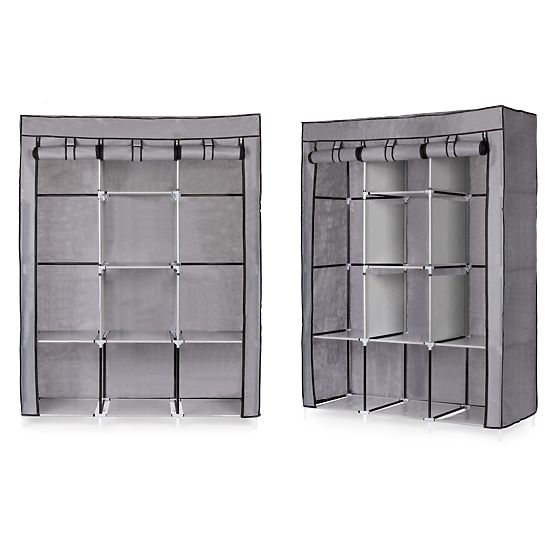Large Textile Wardrobe with Shelves for Clothes and Shoes
