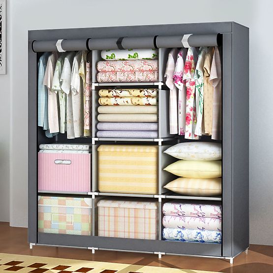 Large Textile Wardrobe with Shelves for Clothes and Shoes