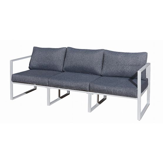 Large Three-Seater Terrace Sofa 204 cm MOSTRARE White Aluminum