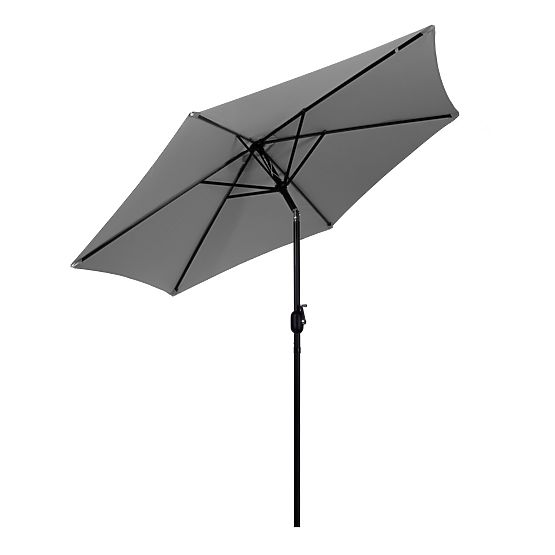 Large Tilted Garden Parasol with Crank 6 Ribs Grey 270 cm