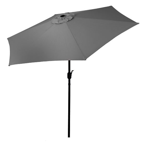Large Tilted Garden Parasol with Crank 6 Ribs Grey 270 cm