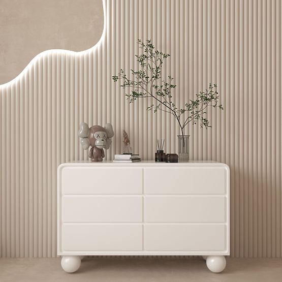 Lauria Dresser with Drawers 130 cm, White, Rounded, Ball Feet