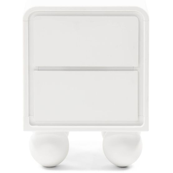 Lauria White Nightstand, Rounded, Ball Legs