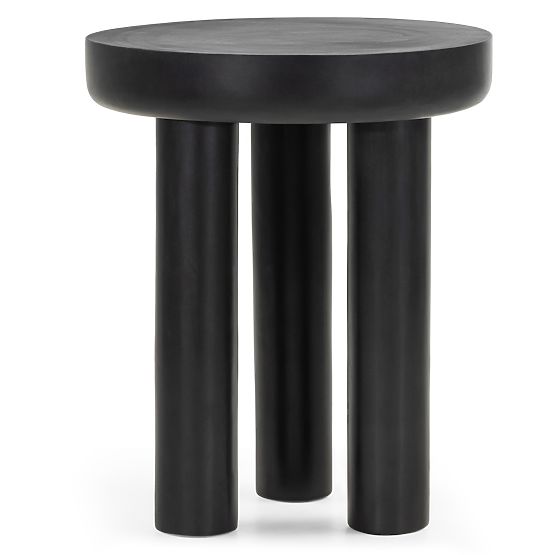 Limali Side Table 50 cm, Round, Black, Mango Wood, Rounded Shapes